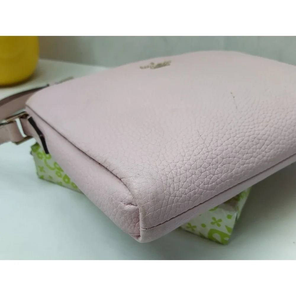 Kate Spade New York Pink Pebbled Leather Double Zipper Closure Crossbody Bag